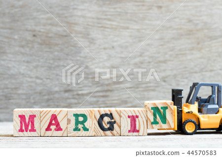 Toy forklift hold letter block N to word margin 44570583