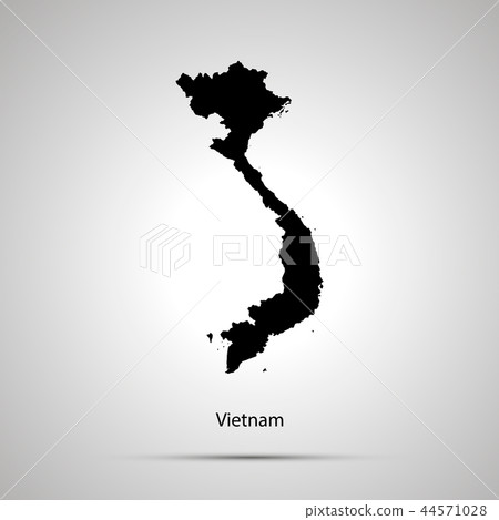 Vietnam country map, simple black silhouette on gray 44571028
