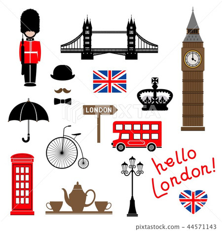 London city. Collection of themed vector clip-art. 44571143