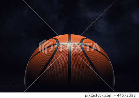 3d rendering of an orange rubber surface of a basketball ball shown on a black background. 3d rendering of an orange rubber surface of a basketball ball shown on a black background. 44572388