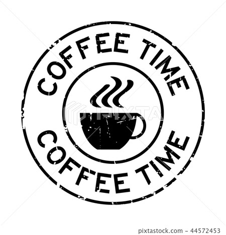 Grunge black coffee time round rubber seal stamp 44572453