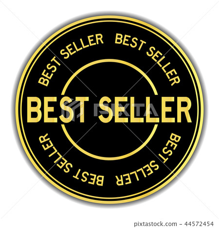 Gold and black color sticker in word best seller 44572454