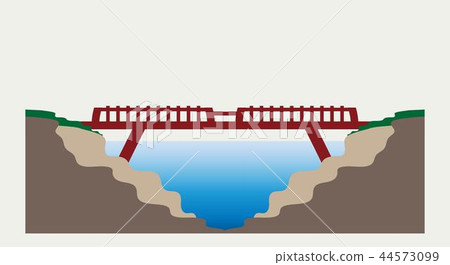 Red bridge with landscape nature - Stock Illustration [44573099] - PIXTA