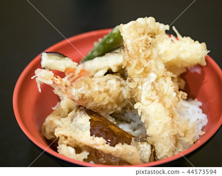 米飯和油炸魚碗 44573594