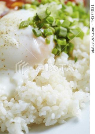 白米飯用煮熟的雞蛋 44574081