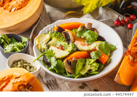 Autumn salad from baked pumpkin, beet Autumn salad from baked pumpkin, beet 44574447