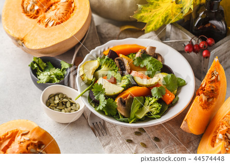 Autumn salad from baked pumpkin, beet Autumn salad from baked pumpkin, beet 44574448