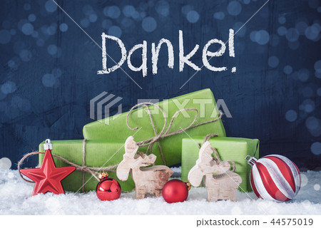 Green Christmas Gifts, Snow, Danke Means Thank You 44575019