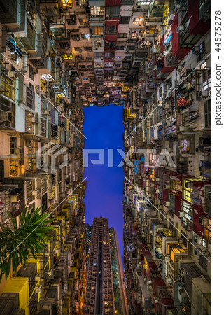 Overcrowded residential building in Hong Kong 44575278