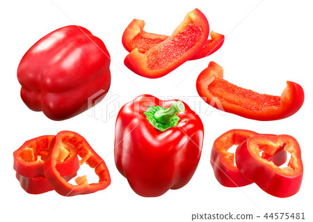 Red bell pepper whole and slices c. annuum, paths 44575481
