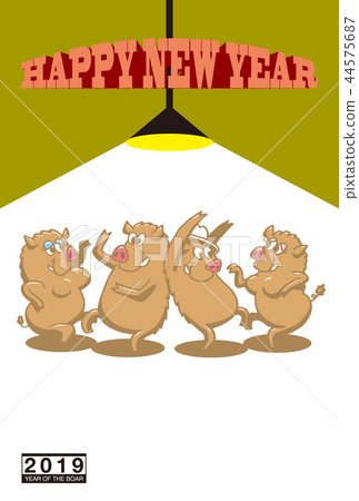 2019 new year's card "HipHop boar" happy new year handwritten letter space empty 2019 new year's card "HipHop boar" happy new year handwritten letter space empty 44575687