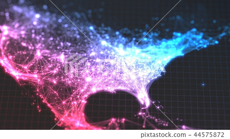 glowing city and human population density areas with linear connections between them. view of 44575872