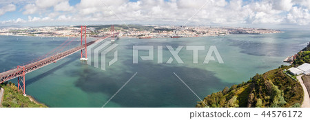 Panorama of Tejo and 25th of April Bridge Panorama of Tejo and 25th of April Bridge 44576172