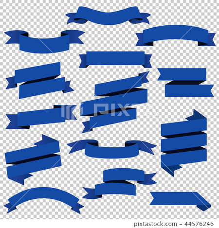 Blue Web Ribbons Set Transparent Background 44576246