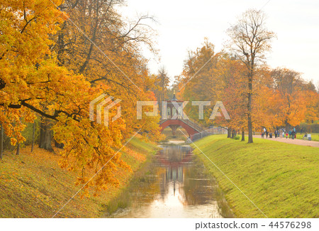 Canal in Alexander Park in Tsarskoye Selo. Canal in Alexander Park in Tsarskoye Selo. 44576298