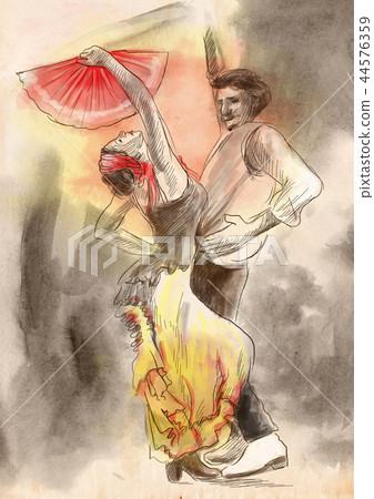 Flamenco - An hand painted illustration 44576359