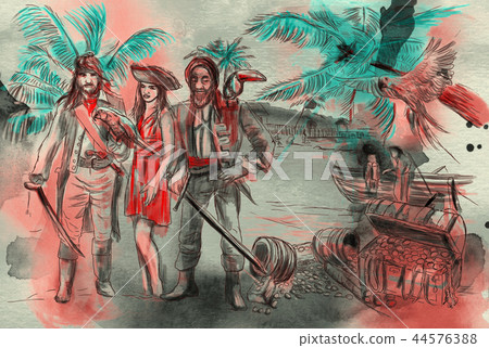 Pirates. An hand drawn illustration. 44576388