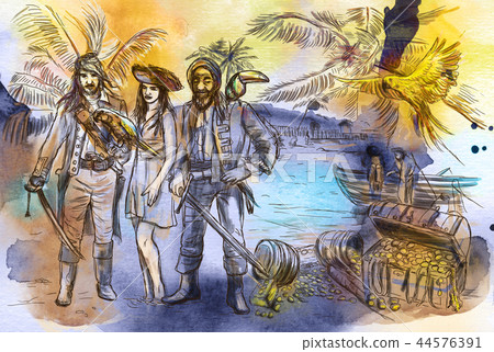Pirates. An hand drawn illustration. 44576391