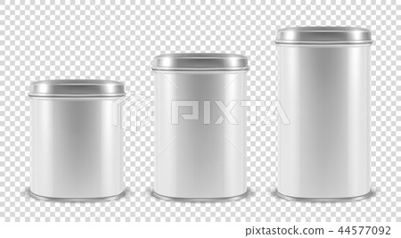 Vector Realistic 3d White Blank Metal Tin Can Container Set Closeup Isolated on Transparent Vector Realistic 3d White Blank Metal Tin Can Container Set Closeup Isolated on Transparent 44577092