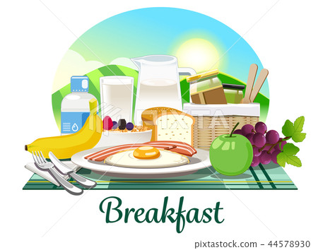 breakfast set for healthy lifestyle concept.  44578930