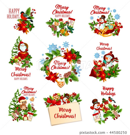 Christmas and winter holidays festive badges 44580250