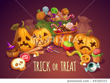 Trick or treat, Halloween holiday, pumpkins 44580355