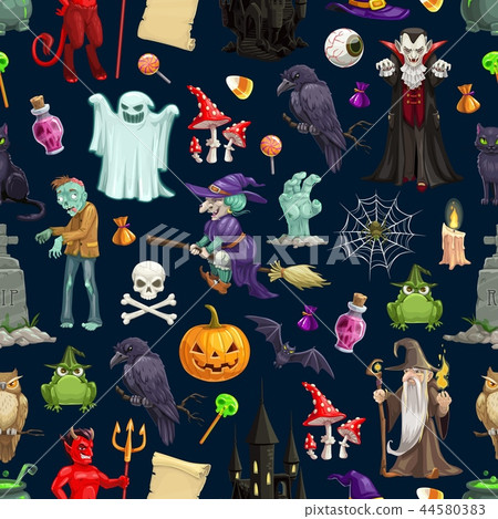Halloween holiday monsters seamless pattern 44580383