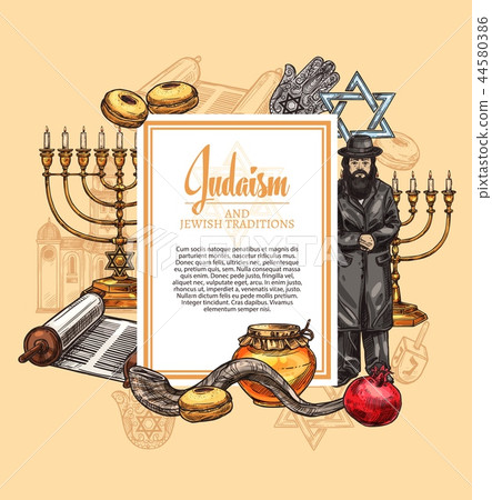 Judaism religion and Jewish tradition symbols 44580386