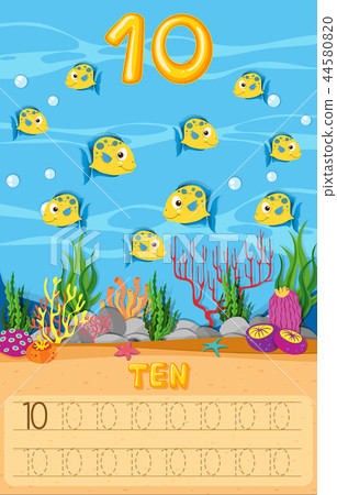 Ten fish underwater worksheet 44580820