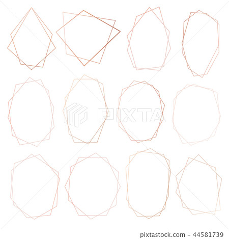 Set of geometric pink gold frame 44581739