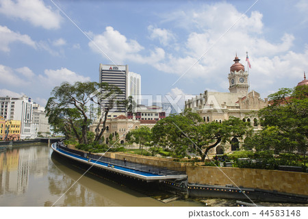 River view of city buildings and the Sultan Abdul  44583148