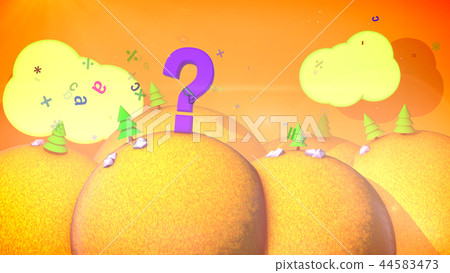 Amusing landscape with flying letters and signs 44583473