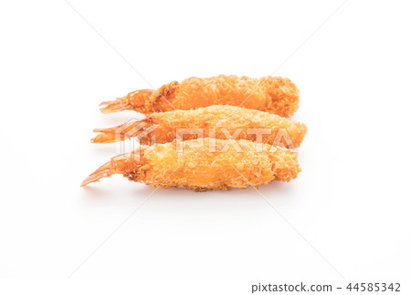 batter-fried prawns on white 44585342