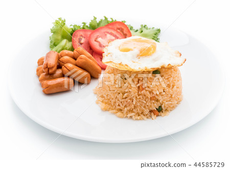 fried rice with sausage and fried egg fried rice with sausage and fried egg 44585729