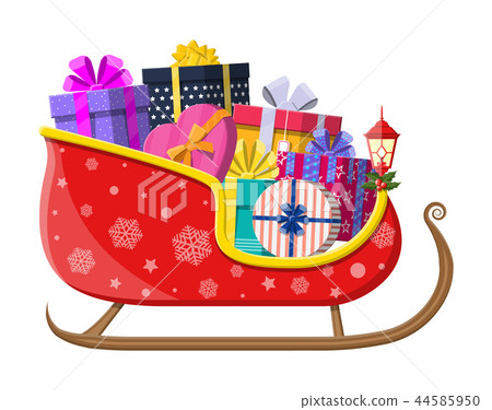 Santa claus sleigh with gifts 44585950