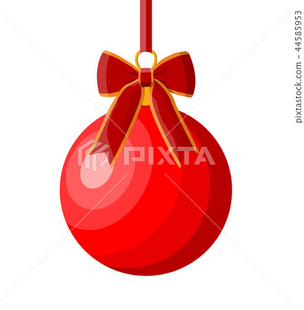 Red christmas ball with red ribbon and bow. Red christmas ball with red ribbon and bow. 44585953