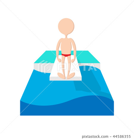 Jumping in a pool cartoon icon 44586355
