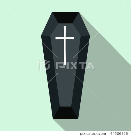 Black classical coffin flat icon Black classical coffin flat icon 44586826