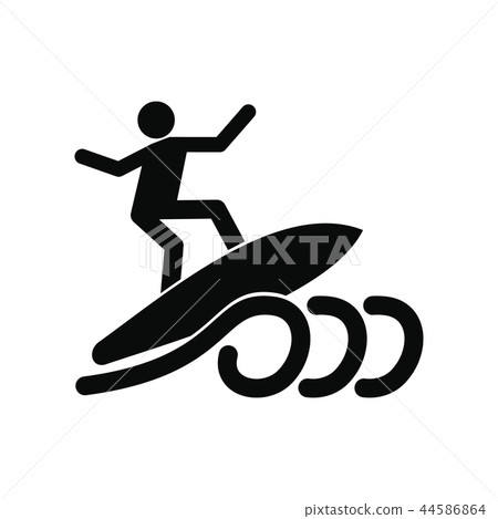 Surfing black simple icon - Stock Illustration [44586864] - PIXTA