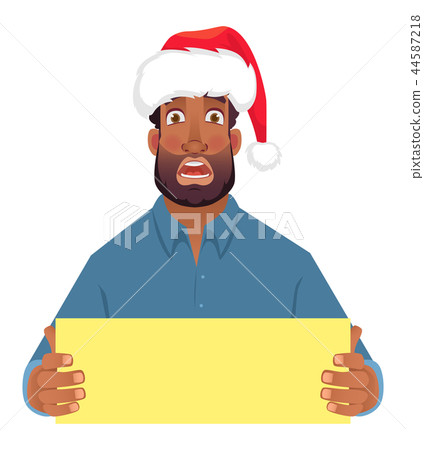 African man in hat holding blank card African man in hat holding blank card 44587218