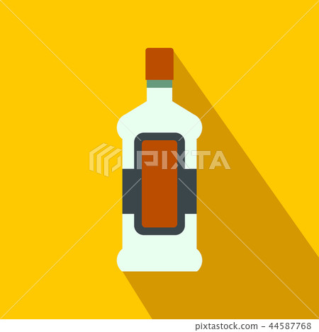 A bottle of alcohol and a glass flat icon  44587768