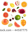 Collage of different fruits on a white background 44587775