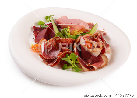 Assorted Italian sausages close up as a background 44587779