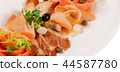 Cutting different fish in the restaurant close-up 44587780