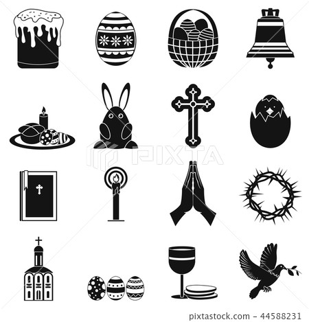 Easter black simple icons 44588231