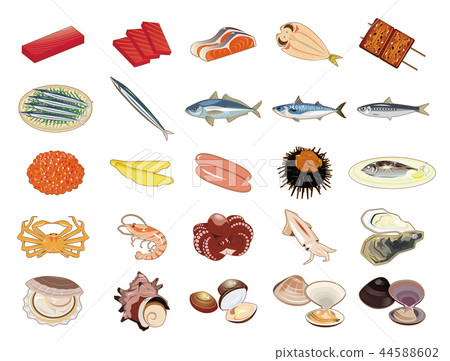Food illustration [seafood icon collection] 1 44588602