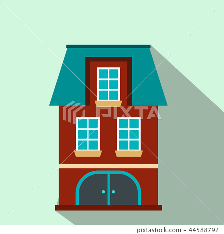 House with a mansard and garage flat icon House with a mansard and garage flat icon 44588792