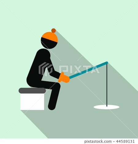 Winter fishing flat icon  44589131