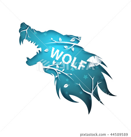 Werewolf, wolf, dog, raven, crow - paper illustration. Werewolf, wolf, dog, raven, crow - paper illustration. 44589589