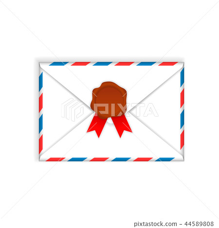 Envelope with wax seal flat icon Envelope with wax seal flat icon 44589808